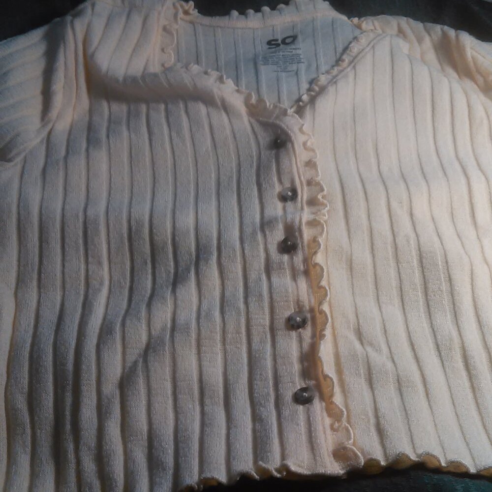 Junior's SO Button Down Yellow Blouse (Size 1X)
